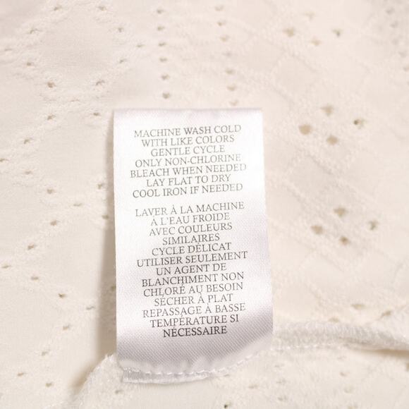 Como Blu Eyelet Knit Button Front Tie Hem Top Ivory Cream Lightweight Size 3X - Picture 9 of 10